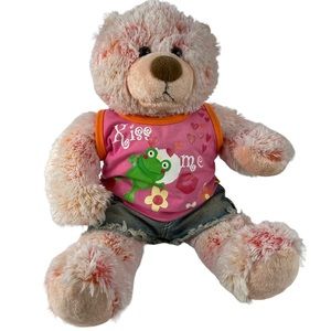 BAB Valentines Day Themes Super Soft Build-a-Bear Kiss Me Tank Top Denim Shorts